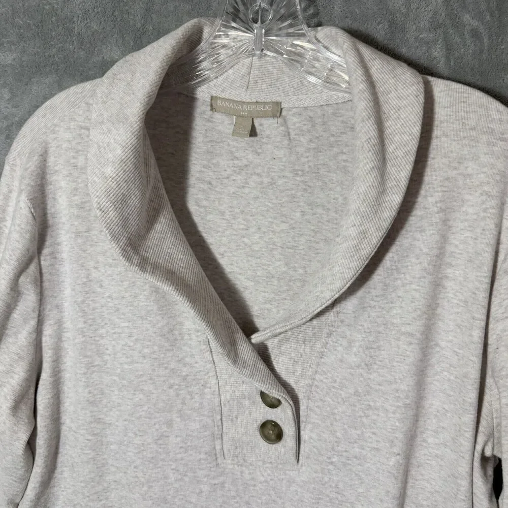 Banana Republic Sweater Mens Size Large Shawl Collar Oatmeal Beige Long Sleeve